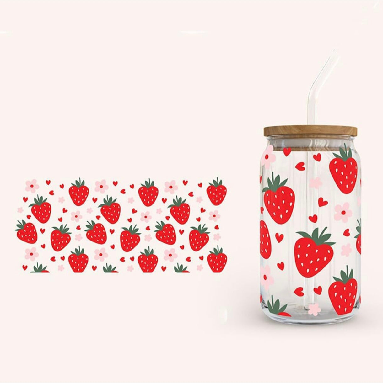 Glasstumblr mit Erdbeerdesign