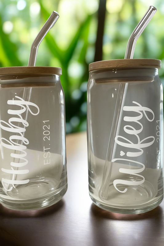 Glasstumblr mit Hubby&Wifey & Jahr