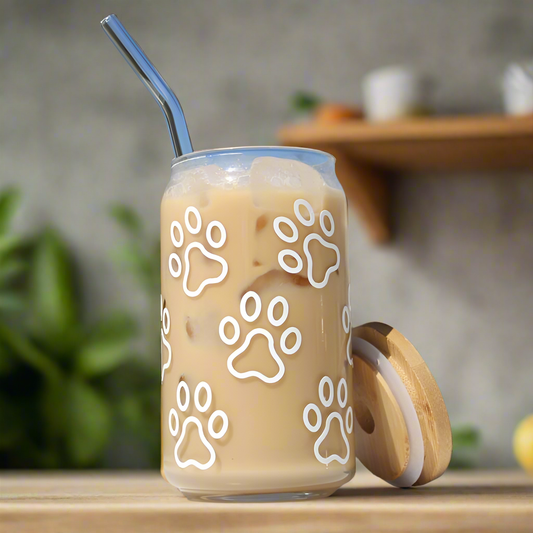 Glasstumblr mit Hundepfotendesign