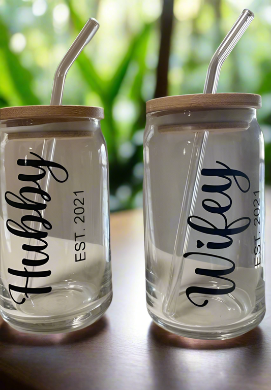 Glasstumblr mit Hubby&Wifey & Jahr