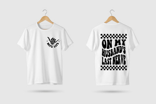 T-Shirt mit Print WIFE LIFE& ON MY HUSBAND'S LAST NERVE