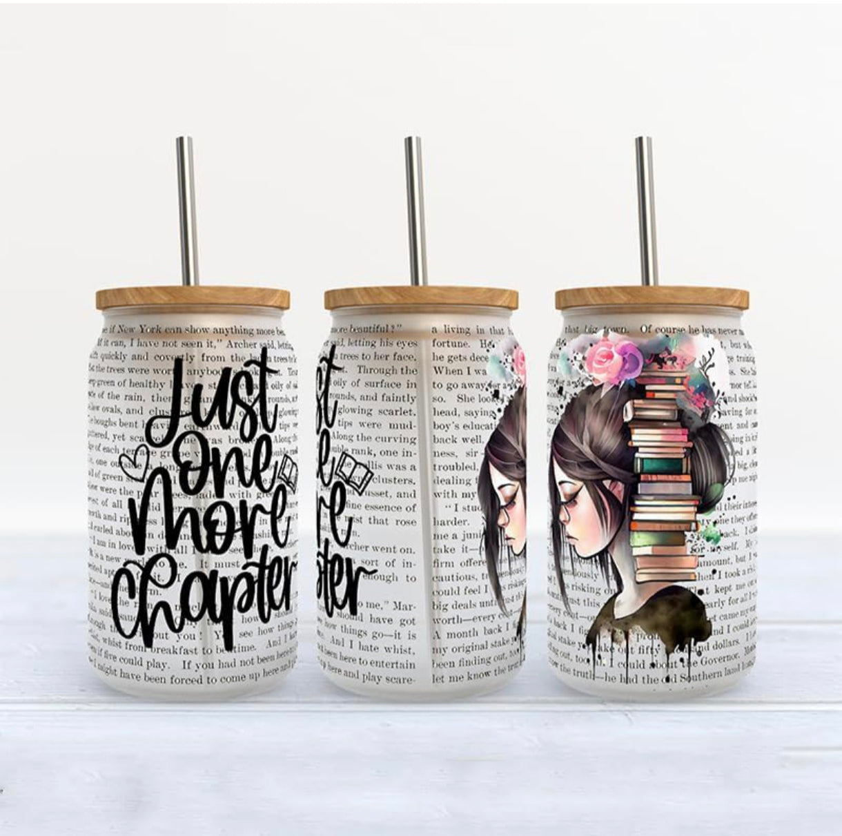 Glasstumblr mit Bookdesign Just one more Chapter