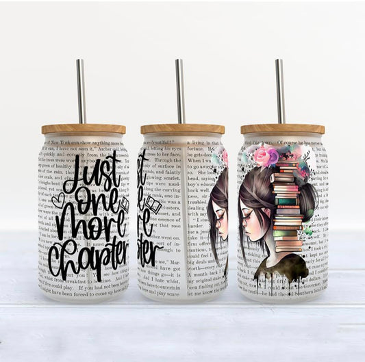 Glasstumblr mit Bookdesign Just one more Chapter