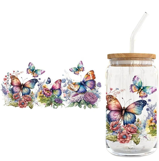 Glasstumblr mit Schmetterlingsdesign