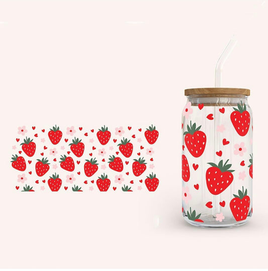 Glasstumblr mit Erdbeerdesign